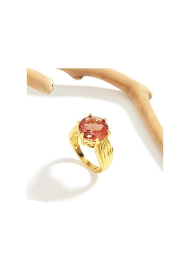 Tek Parça Büyük Tektaş Yüzük Sentetik Renk Değişimi Zultanit 925 Ayar Gümüş Güzel Takı Kadınlar İçin Günlük Kullanım Us Ring Size 8 - Standart Sarı