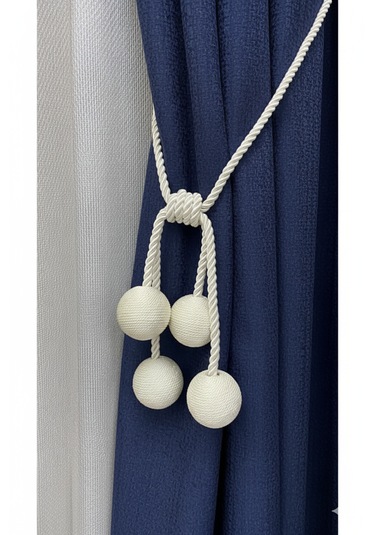 Modern Sarım 4 Toplu Braçol Kornişe Takmatik Ipli Tavan Perde Aksesuarı Krem