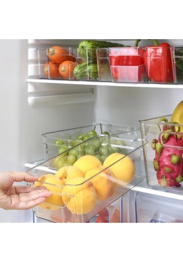 4 Adet Temizle Kiler Buzdolabı Organizatör Kovaları Ev Plastik Gıda Depolama Raf Sepet Kutusu Mutfak Tezgahları Kabinler Araçları Raflar Ve Amp Tutucular 3 Adet Gümüş Toka