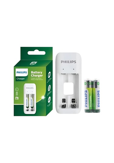 Philips Scb2070nb/00 2 Li Beyaz 2xaaa 700 Mah Pilli Pil Şarj Cihazı Aleti