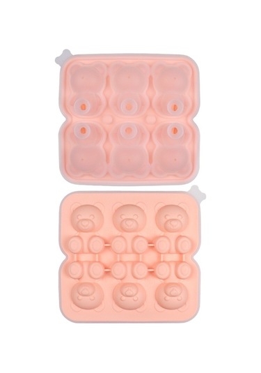 Tcherchi Silikon 6'lı Ayı Buz Kalıbı, Kahve, Süt, Çay, Şekerleme, Dekorasyon İçin Buz Kalıpları Pembe
