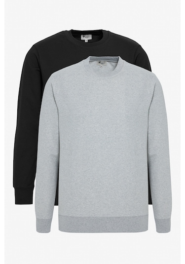 AC&Co / Altınyıldız Classics Erkek Siyah-Gri Melanj 2'li Paket Pamuklu Standart Fit Normal Kesim Bisiklet Yaka Sweatshirt Siyah-Gri Melanj Çok Renkli AC&Co / Altınyıldız Classics Erkek Siyah-Gri Melanj 2'li Paket Pamuklu Standart Fit Normal Kesim Bisiklet Yaka Sweatshirt Siyah-Gri Melanj Çok Renkli