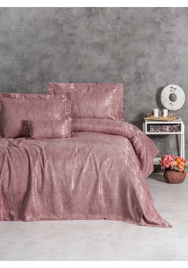 Cotton Box Smart Çift Kişilik Yatak Örtüsü Dalya Gül Kurusu Gülkurusu