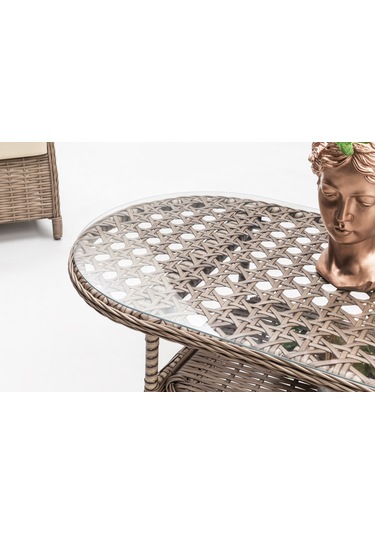 Focus Çay Seti Bahçe ve Balkon Mobilyası Takımı (2+1+1+Sehpa)-Kahve Kahverengi