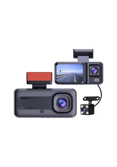 A98 3 Lens 1080p Araç Kamerası Ön İç Arka Full Hd Dvr Geri Görüş Kameralı Dashcam