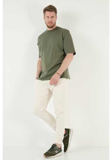 Buratti Pamuklu Oversize Bisiklet Yaka Basic Erkek T Shirt 5902365 Haki