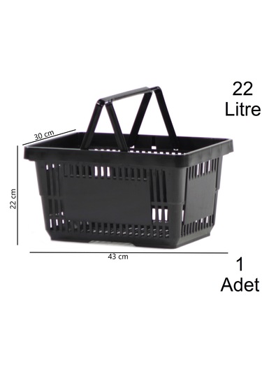 22 Litre Plastik Market Alışveriş El Sepeti Siyah 1 Adet / En:30 Boy:43 Yükseklik:22 Cm Siyah