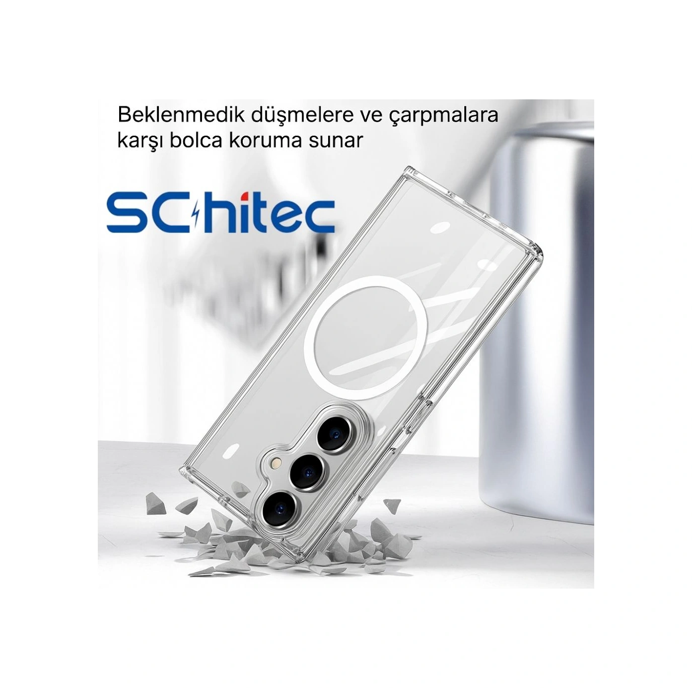 Schitec Samsung Galaxy Z Flip 6 Magsafe Özellikli Şeffaf Kılıf Şeffaf