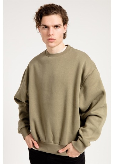 Jahr Marc Basic Oversize Haki Erkek Sweatshirt Haki