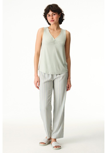 Penti Açık Yeşil Serenity Çizgili Pant Pijama Altı Ge22