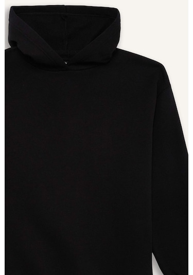 Defacto Relax Fit Kapüşonlu Basic Düz Kalın Sweatshirt D9935ax25wnbk81 Siyah