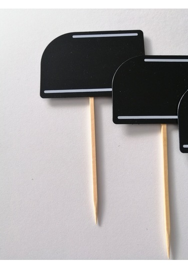 10 Adet Silinebilir Karatahta Dekoratif Siyah Etiket Saplama Çubuklu