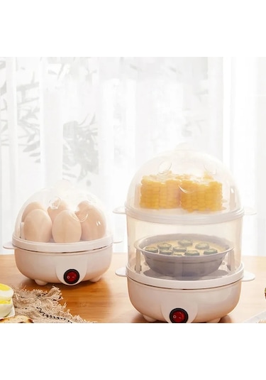 Çok Fonksiyonlu Elektrikli Yumurta Kaynatıcı Çift Katmanlar Yumurta Pişirici Whıte