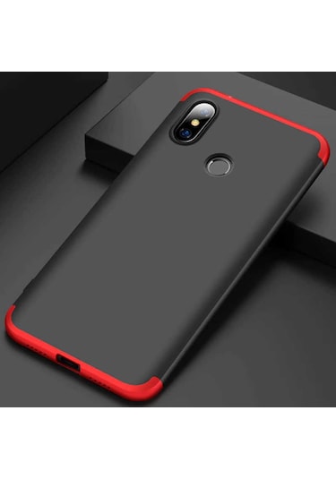 Xiaomi Redmi Note 6 Pro Kılıf Zore Ays Kapak Siyah-Kırmızı