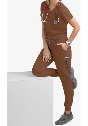 Suntek Hemşirelik Ovalama Seti V Yaka Hemşire Xxl-kahverengi