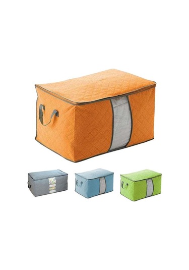 Yeşil Fermuarlı İstiflenebilir Giysi Yorgan Yastık Saklama Çantası Kutusu Ev Organizatör Kılıfı Yeşil