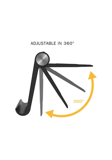 Geeksen 360 Derece Açı Ayarlanabilir Çift Fonksiyonlu Telefon Ve Tablet Tutucu, 3.5-11 İnç Uyumlu, Katlanabilir Siyah Abs Masaüstü Tutucu