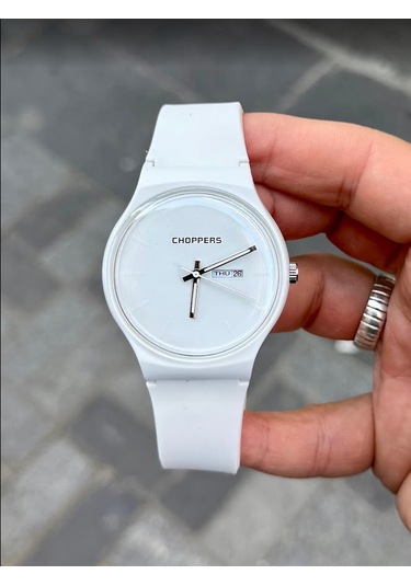 Beyaz Renk Silikon Kordonlu Şık Vıp Model Beyaz Renk Metal Yuvarlak Kadran Erkek Saati Sportif Şık Beyaz