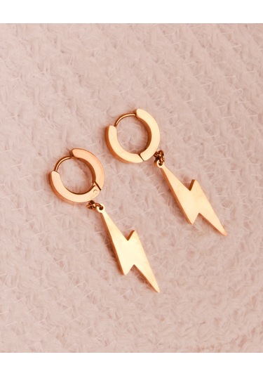 Lekka Design Kadın Kararmaz Çelik Rose Şimşek Küpe