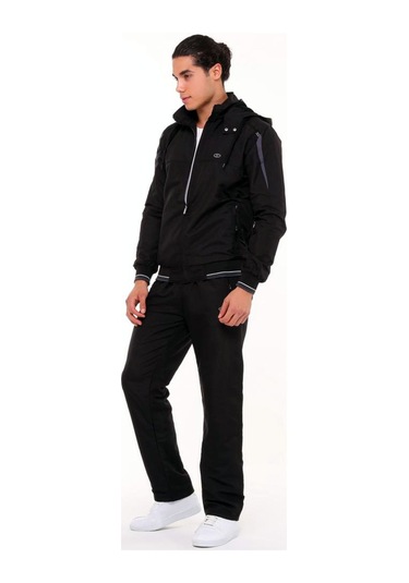 Enrico Ferry Siyah Erkek Mıcropoly İçi Polarlı Eşofman Takım 2597 Siyah