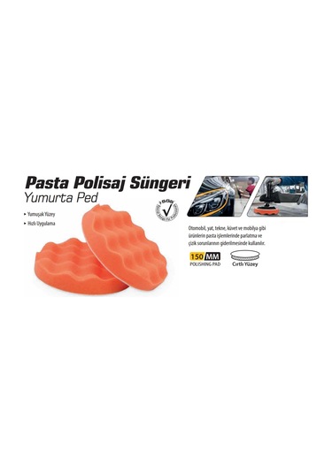 Meşem Pasta Cila Polisaj Süngeri Yumurta Ped 14 Bağlantılı 150 Mm
