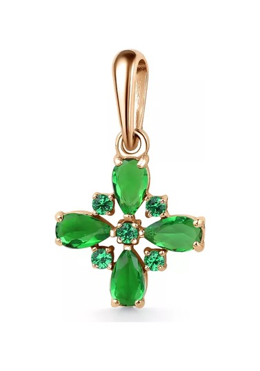 Gold Plaza Jewelry 925 Ayar Gümüş Kolye Askısı, Zirkon Taşlı Küpüs 188614629 Altın Rengi