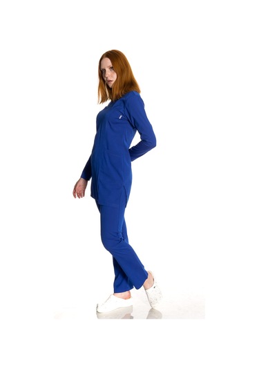 Saks Mavi Soft Likra Tesettür Takım