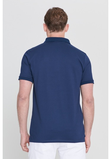 Ac&Co / Altınyıldız Classics 4A4820200047LaaXL Düğmeli Polo Yaka Cepsiz Slim Fit Erkek Tişört Lacivertvert Lacivert