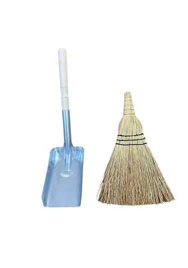 Mobilreyon Doğal Mini Ot Çalı Süpürgesi Sarı El Süpürgesi Ve Mini Kürek Seti 2'li Set