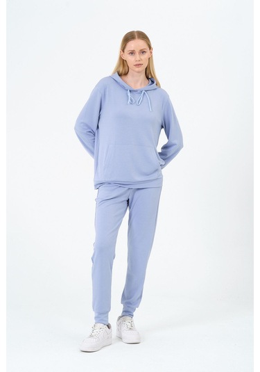 Kadın Yumuşak Kumaş Kapşonlu Eşofman Takımı Çok Renkli