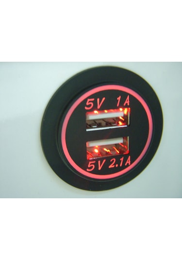 12-32 Volt Araç Çift Port Usb Şarj Yeşil Işık