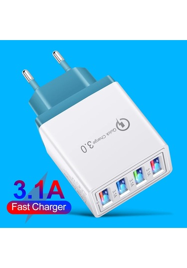 Alloyseed Qc 3.0 Hızlı Şarj Aleti 5v 3a 4 Port Usb Şarj Adaptörü Led Işıklı Telefon Aksesuarı Ab Chınadistribütör Garantili