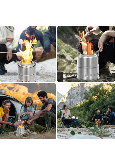 Taşınabilir Paslanmaz Çelik Hafif Odun Sobası Alkol,y27179 Gümüş