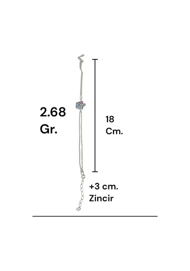 Renkli Taşlı Kraliçe Tacı Figürlü 925 Ayar Gümüş Kadın Bileklik Zarif Ve Gösterişli Tasarım Gümüş