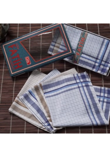 Rozet Tekstil Kutulu Kumaş Mendil 40x40 Cm Bir Düzine 12 Adet Mendil Çok Renkli