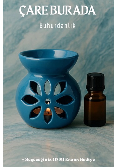Mavi Renk Buhurdanlık Seçeneğiniz 10 Ml Esans Hediye