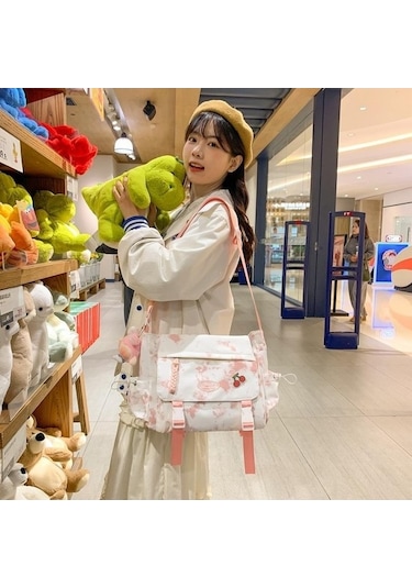 Novahub Siyah Kadın Crossbody Çanta - Büyük Kapasiteli Messenger Omuz Çantası - Öğrenci Baskı Design - Yumuşak Naylon Ve Polyester Astar - Fermuarlı - Siyah Siyah