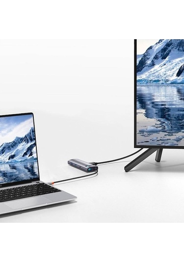 Novahub Metal Gleam 7 In 1 Multifonksiyonel Hub Dock Station, Gümüş Parıltılı