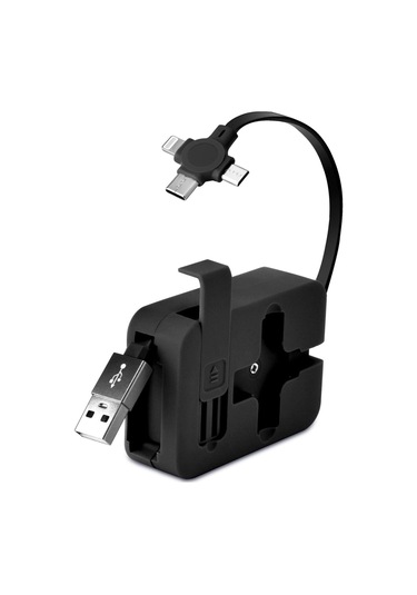 Buffer Cep Tipi Telefon Tutuculu Makaralı Uzayıp Kısalabilen 3'ü 1 Arada Usb Şarj Kablosu Çok Renkli