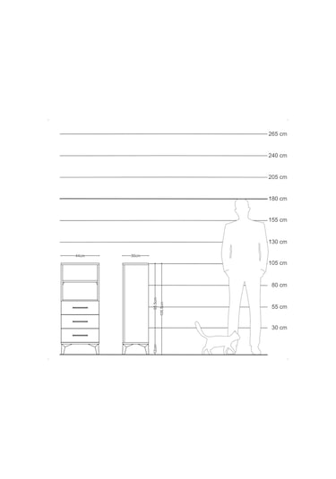 Arges Komodin 2 Raflı 3 Çekmeceli 44x30x106 Çam-çam Çam