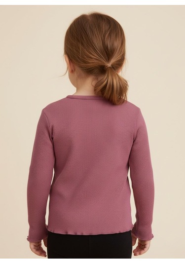 Kız Çocuk Fitilli %100 Pamuklu Düğmeli Hırka Bordo