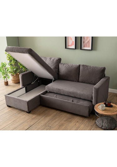 Pafu Kado Yataklı Köşe Koltuk Takımı - Soho Gri Gri