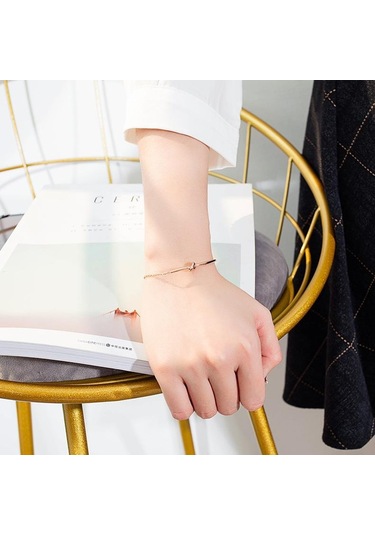 Rose Gold Opk Moda Titanyum Çelik Bileklik Kadın Bileklik