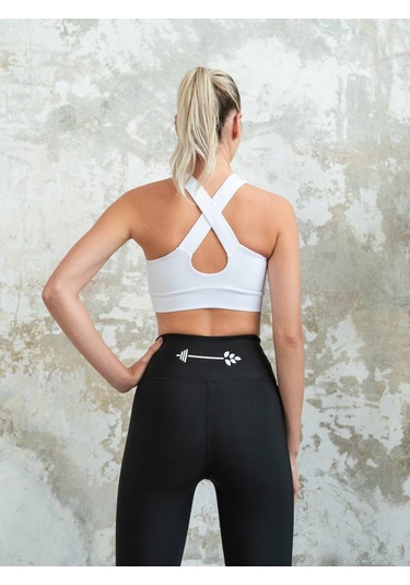 Barbell Siyah Belinde Spor Bar Resimli Toparlayıcı Spor Tayt Siyah