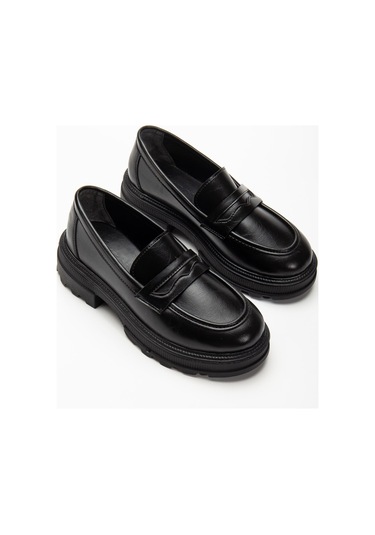 746-759 Siyah Yanki Yüksek Tabanlı Loafer Ayakkabı Siyah