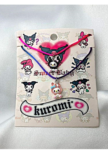 Kuromi & Melody Renkli İpli Bff Kolye Seti Çok REnkli
