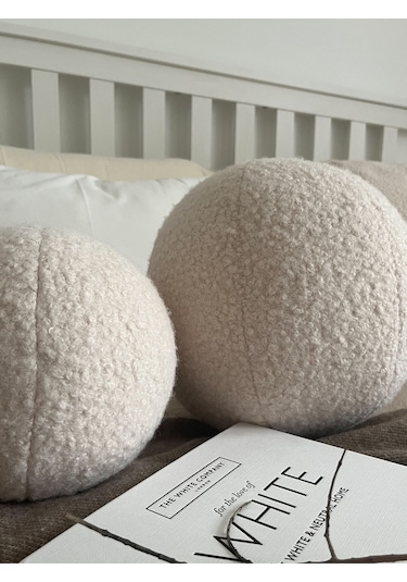 Teddy Top Dekoratif Yastık Krem Büyük Krem