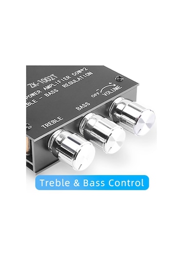 Zk-1002t Tiz Ve Bas Kontrollü Bt Ve Aux Girişli Amfi Kartı