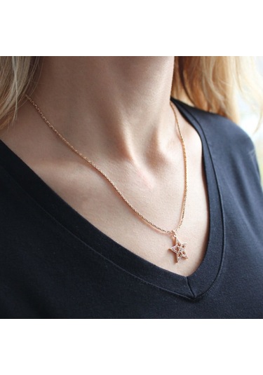 Renkli Zirkon Taşlı Gold Kolye Gold