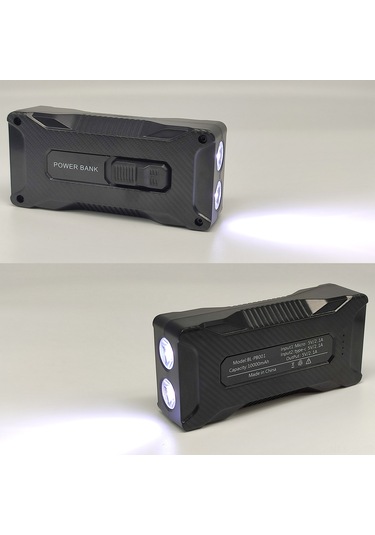 Jeemson Siyah 10000mah Power Bank: 24 Saat Aydınlatma Süresi Ve 100m Işık Mesafesi İle Güçlü Fener Özelliği